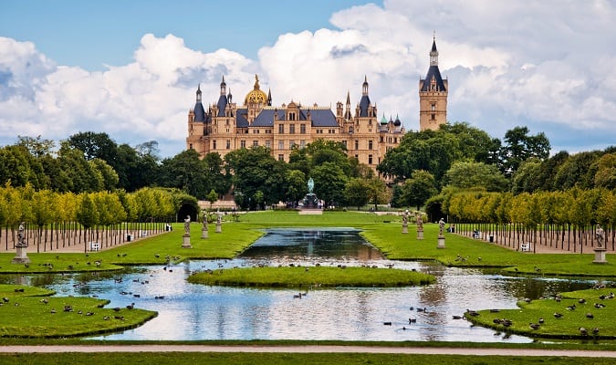 Foto do lindo castelo em Schwerin